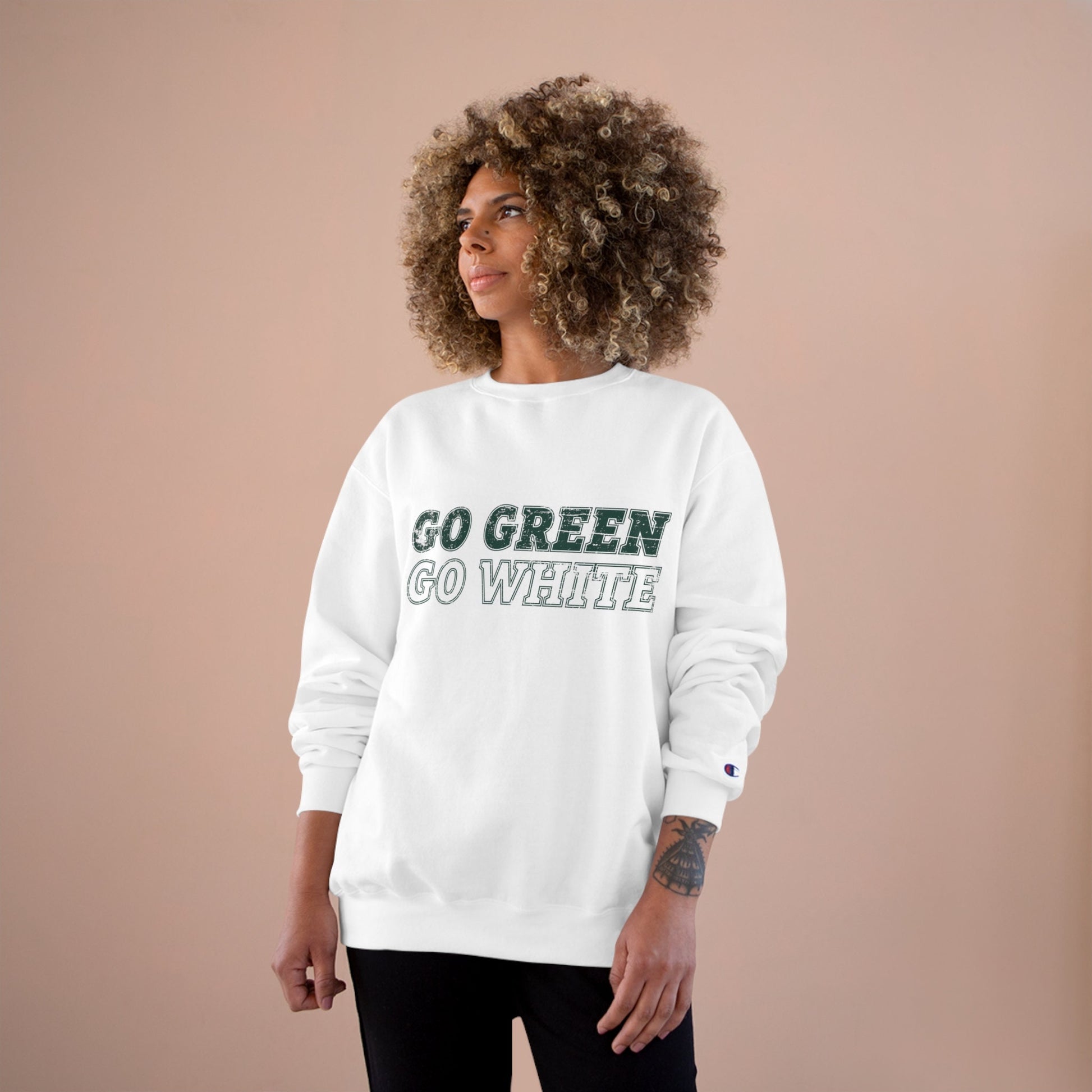 Go Green Go White | MSU Football Champion Sweatshirt | Vintage MSU Spartan Crewneck