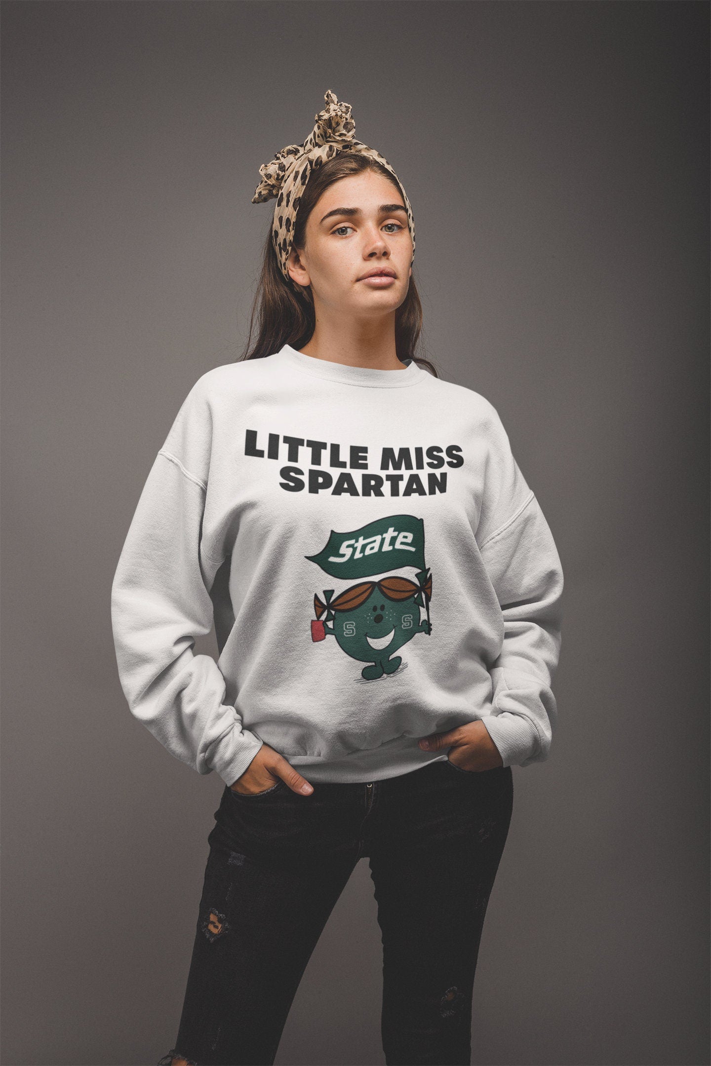 Little Miss Spartan Sweatshirt | Vintage MSU Spartan Crewneck