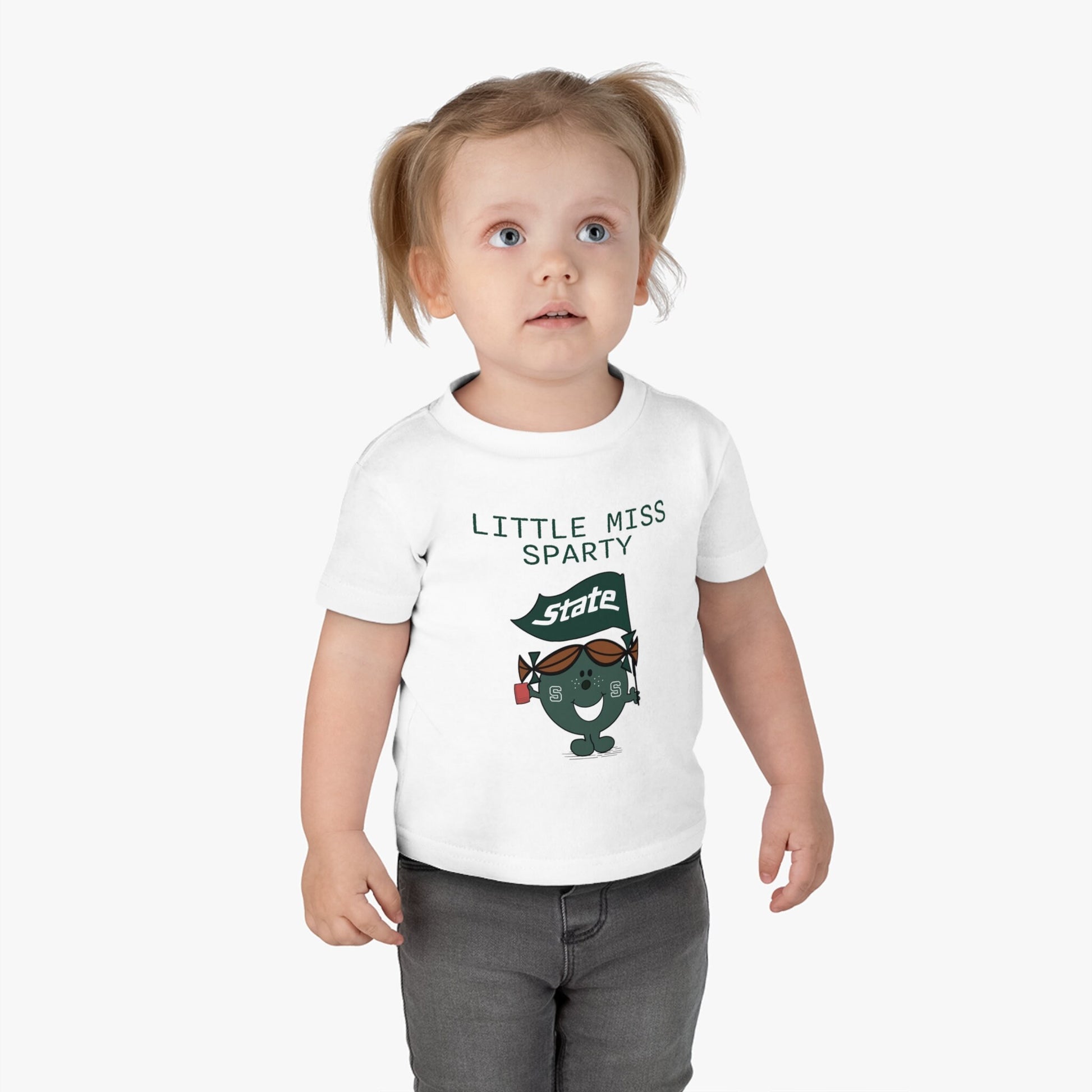 Toddler Football T-Shirt, Little Miss Sparty MSU Tee, Michigan State University Shirt, Spartans Fan Apparel, Kids Sports Clothing