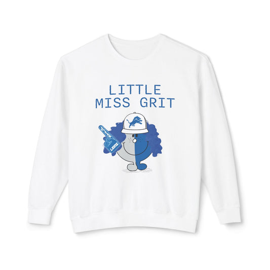 Detroit Football Fan Lightweight Sweatshirt, Little Miss Grit Design, Unisex Crewneck, Gift for Sports Fans, Detroit Apparel, Football Team